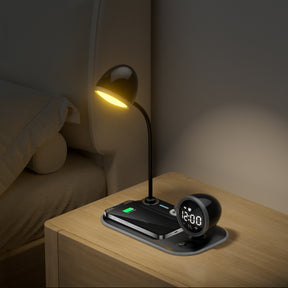 3-in-1 Bedside Clock and Wireless Charging Stand with Night Light