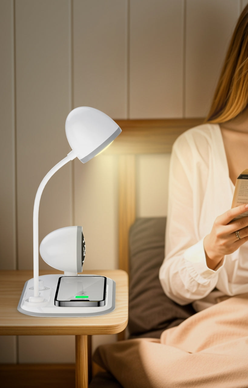 3-in-1 Bedside Clock and Wireless Charging Stand with Night Light