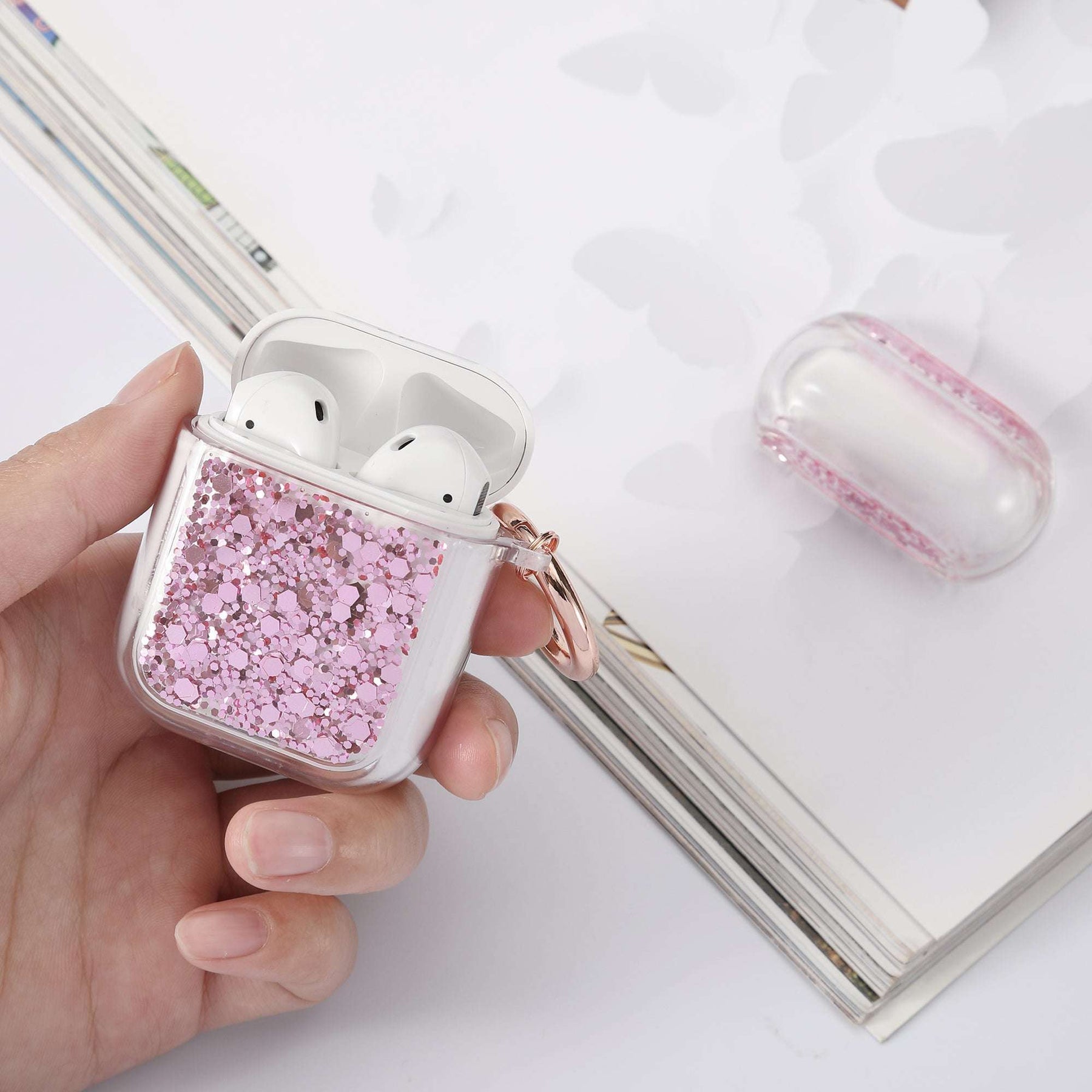 ULAK Glitter Case for AirPods 1 & 2, Stylish Design AirPods Case Cover for  Women Girls, Luxury Bling…See more ULAK Glitter Case for AirPods 1 & 2